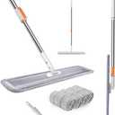 Microfiber Flat Mop 32 in Large Mops for Floor Cleaning Commercial Dust Dry Wet Mops on Hardwood Floors with 4 Washable Pads Aluminium Telescopic Long Handle Floor Cleaning Tools