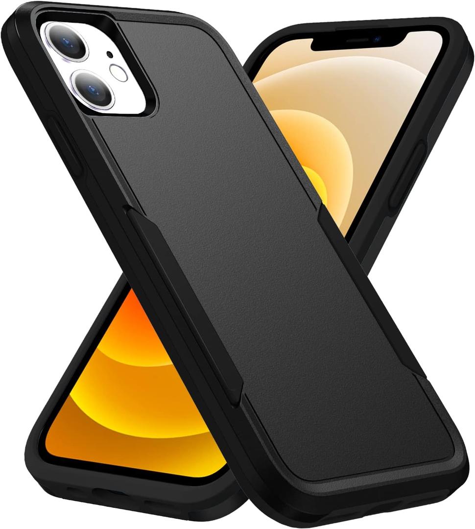 Compatible with iPhone 12 Case and 12 Pro Case, Heavy Duty Protection Shockproof Dropproof Dustproof Anti-Scratch Phone Case Cover for 12 and 12 Pro -Black