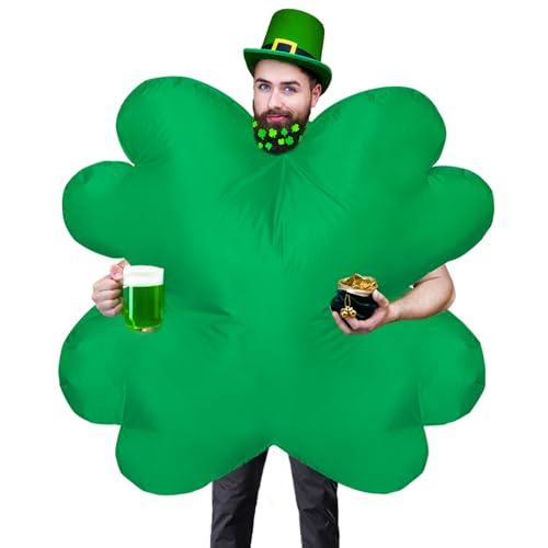 XYJKIDSES St. Patrick’s Day Inflatable Costume for Adult Inflatable Four Leaf Clover Costume Green Blow Up Funny Costume for St Particks Day Party Halloween