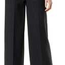 Gloria Vanderbilt Women's Pull on Wide Leg High Rise Ponte Trouser Pant Standard (Black- Bridgette Pinstripe)