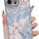 Yeddabox for iPhone 15 Pro Max Case Cute Colorful Retro Oil Painting Printed Flower Pattern Durable TPU & PC Design for iPhone 15 Pro Max Case for Women Girls - Cherry Blossom