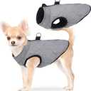 SCENEREAL Winter Dog Vest Coat with Harness Built In, Warm Puppy Jacket for Small Medium Dogs, Cold Weather Coat with Zipper, Fleece Puffer Vest Windproof Snow Clothes (S(Chest 14"), #1 Gray-Matte)