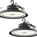 LED High Bay Lights 180W UFO Shop Lights 32400 LM 6000K Commercial Bay Lighting Fixture IP65 5ft Cable Plug & Play for Warehouse Factory Garage Workshop Barn 2 Pack