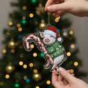 Pig Christmas Ornament 2025 2D Flat  Acrylic Holiday Tree Hanging Decoration  Cute Farm Animal Hugging Candy Cane Ornament, Pig Lover Gift, Rustic Christmas Keepsake 2025