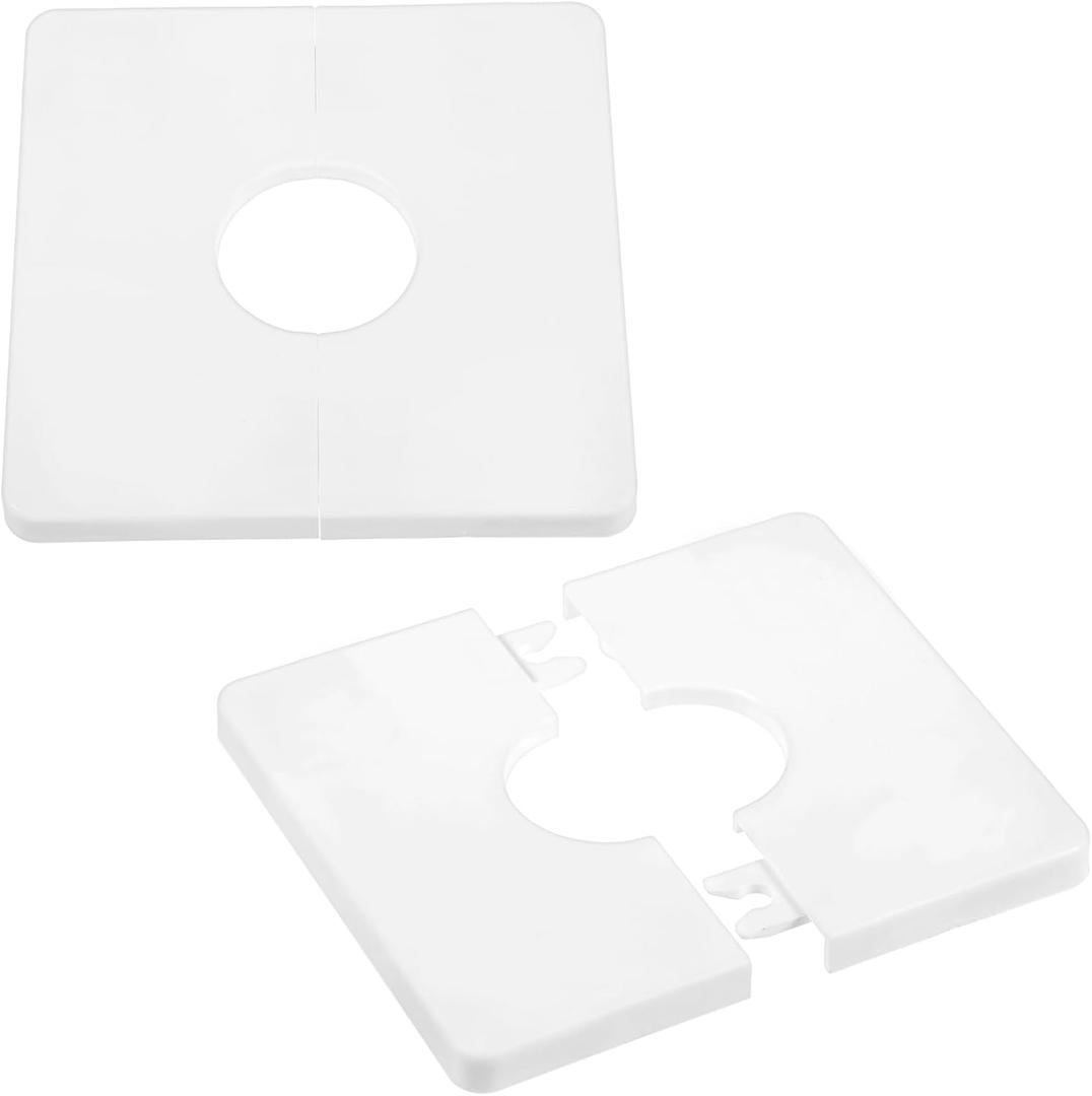 Ymapinc 2-Pack Plumbing Cover Plates, 1.1-Inch Diameter Hole, ABS Escutcheon for Around Pipes, Wall-Mounted Water, Toilet Flange Cover, White
