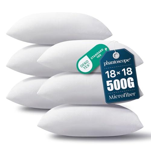 Phantoscope Pillow Inserts, Hypoallergenic 100% Virgin Fiber Square Form Microfiber Throw Pillow Inserts, Couch Bed Pillows 45x45 cm, 18x18 Inch (Pack of 3)
