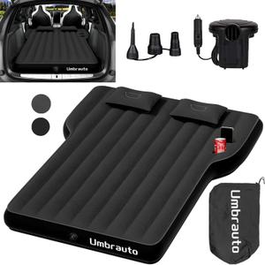 Umbrauto Air Mattress for Tesla Model Y, Custom Inflatable Camping Bed for Back Trunk, Upgraded Sleeping Pad w/Soft Flocking Surface, Durable 210T Fabric Bottom, Portable Pump for SUV Outdoor Travel (Model Y Mattress, Black)