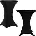 RELIANCER 1 Pack Cocktail Table Covers,32"x43" Fitted Spandex Tablecloth,Stretch Round Highboy Tables Cover,Elastic High Top Table Cloths for Outdoor Party,Wedding,Bar,Birthday,Banquet,Trade Show (Black)