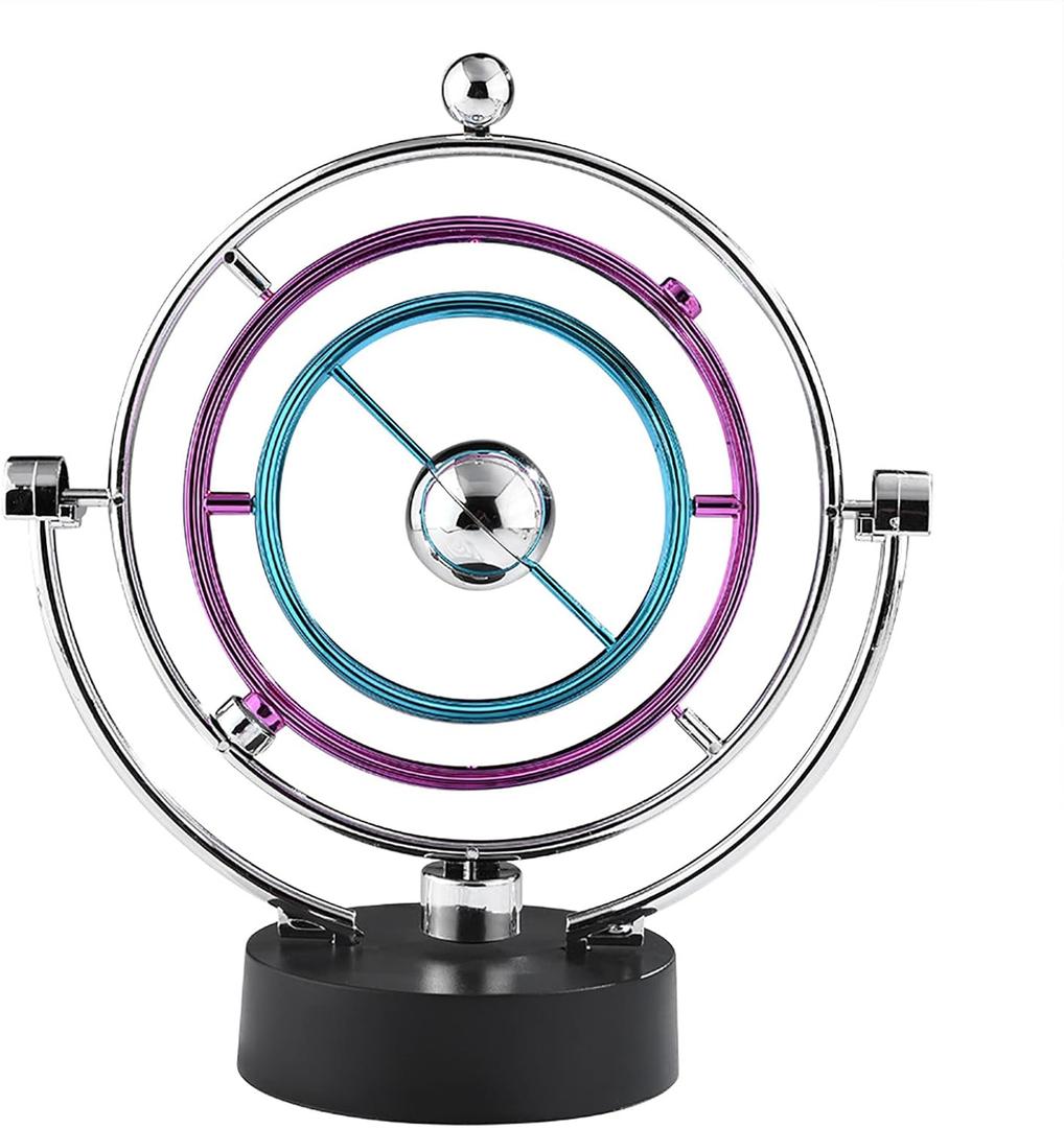 TOPINCN Balance Pendulum, Perpetual Motion Craft Celestial Body Movement Orbital Electric Wiggler, Revolving Art Balance Balls Office Desk Ornament