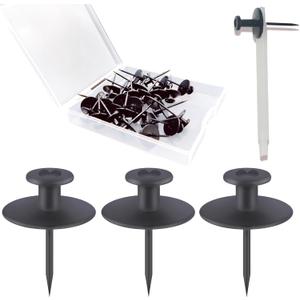 30 PCS Push Pins Picture Hangers Wall Hooks, Double Headed Thumb Tacks for Wall Hangings, Renter Friendly Decor Small Picture Frame Hangers for Drywall Cork Board Home Office Photo Decorations(Black)