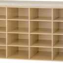 DINZI LVJ Shoe Storage Bench with Cushion, 16-Cubby Shoe Rack, Adjustable Shelves, 40.9" Long Shoe Organizer Bench for Entryway, Mudroom, Hallway, Garage, Natural and Cappuccino Beige