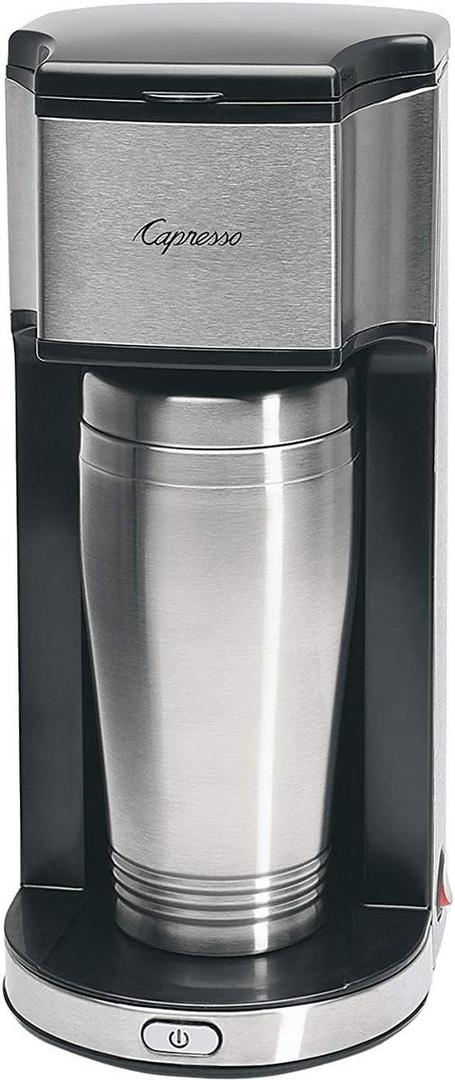 Capresso On-The-Go Personal Coffee Maker, Silver/Black (16 oz)