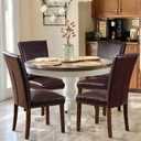 COLAMY Upholstered Parsons Dining Chairs Set of 4, PU Leather Dining Room Kitchen Side Chair with Nailhead Trim and Wood Legs - Dark Brown