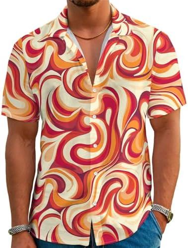Funny Hawaiian Shirt Summer Beach Tropical Short Sleeve Holiday Print Aloha Shirt Casual Button Down Shirt Size M