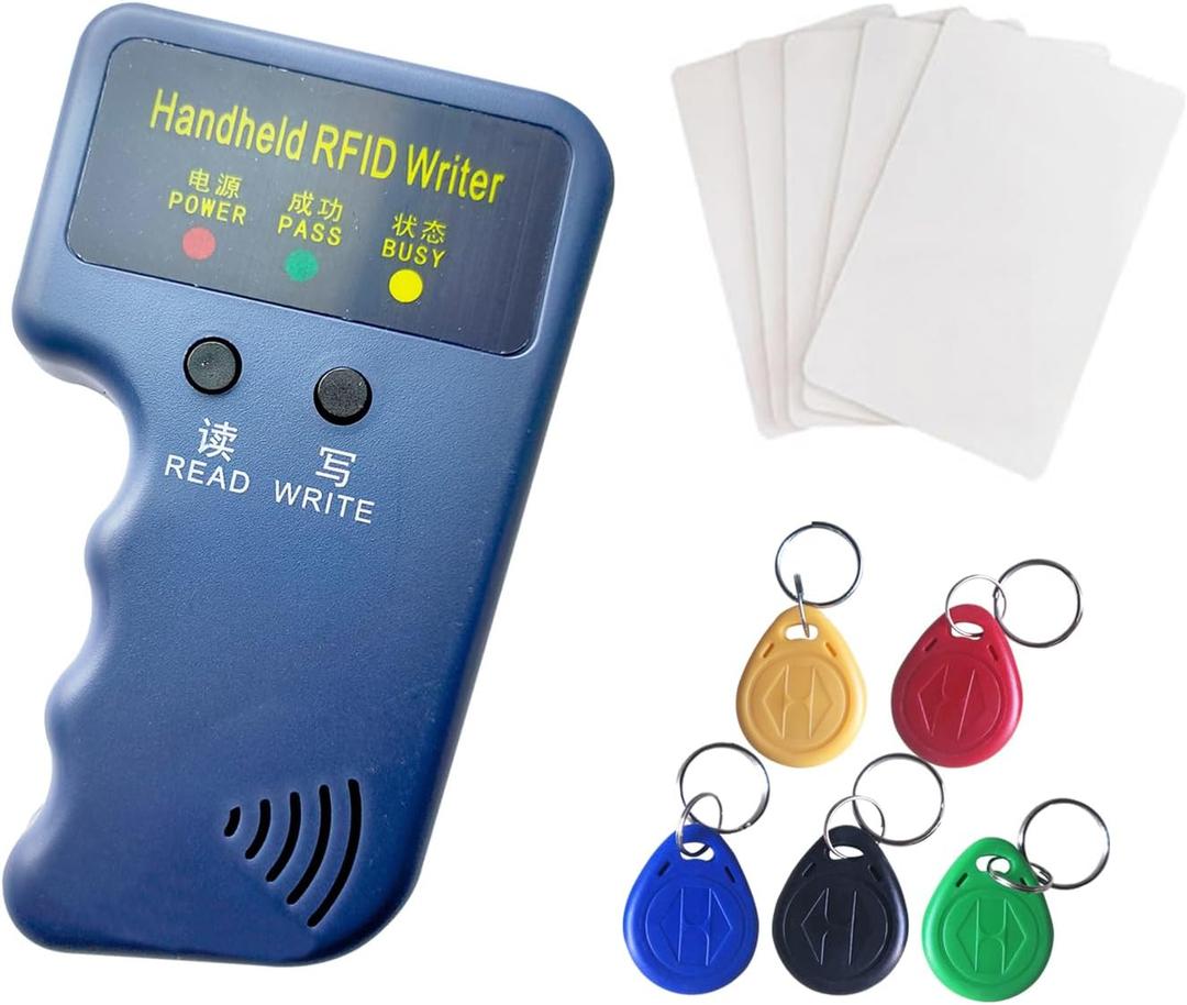 Handheld 125khz Copier RFID Smart ID Card Duplicator Used for T5577 or EM4305+5pcs NO.2T5577 Keychains +5 T5577 Cards