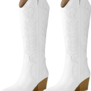 Arromic Cowboy Boots for Women Comfortable Womens Embroidered Western Cowgirl Knee High Boots Pointed Toe Zipper Chunky Heel Country Outfit Retro Tall Boots 9