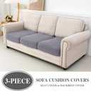 LA MEACK Couch Cushion Covers Seat Cushion Cover Stretch Couch Cover Separate Sectional Sofa Slipcovers Furniture Protector(3 Pieces for Seat or Sofa Backrest, Light Grey)