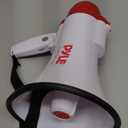 Pyle Lightweight 30-Watt Megaphone Bullhorn Speaker - Adjustable Volume, Built-in Siren for 800-Yard Range Suitable for Indoor/Outdoor Sports, Cheerleading, and Events (PMP30) (White)