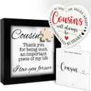 2 x Cousin Gifts for Women, Cousin Birthday Gifts for Women | Gift for My Cousin, Cousins Gifts Card for Thanksgivings, Long Distance Ornament for Cousins Female FF698, 4.7"x4.7"