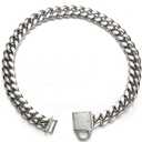 Silver Dog Collar 10MM/14MM/18MM Cuban Link Chain Choke Collar with CZ Buckle,Dog ID Tag and Dog Bell Sturdy Chew Proof for Puppy American Pitbull German Shepherd(14mm,20inch) (20inch(neck girth:18" to 19.5"))