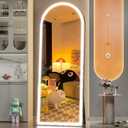 Hasipu 75" x 28" Led Mirror Full Length, Arch Mirror Full Length with Lights, Floor Full Body Glass with Stand,Tempered Glass,Shatter-Proof, Dimming & 3 Color for Bedroom Cloakroom-UL