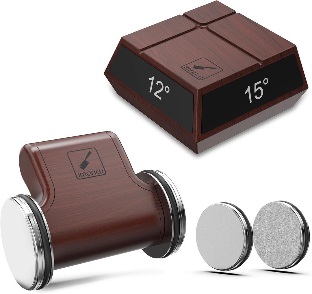 imarku Knife Sharpener, Professional Rolling Knife Sharpener with ABS Construction, 2 Diamond Discs & 4 Magnetic Angles (12/13/15/20) for All Kitchen Knife Set, Mothers Day Gifts for Mom (deep brown)