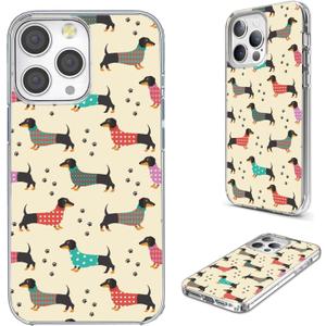 for iPhone 14 Pro Max Case for Women Girl Men,AKORAVO Full Protective Shockproof Slim Soft TPU Clear Phone Cover Cases for iPhone 14 ProMax 6.7,Cute Cartoon Animal Pet Dog Dachshund Paw