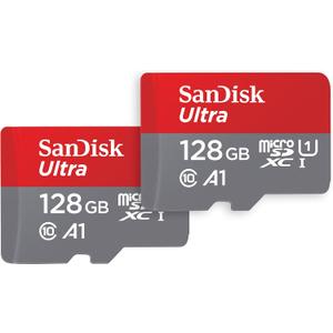 SanDisk 128GB (2-Pack) Ultra microSDXC UHS-I Memory Card (2x128GB) with Adapter - SDSQUAB-128G-GN6MT [New Version]