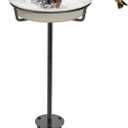 Bird Baths for Outdoors, Detachable Birdbaths for The Garden Clearance, Heavy Duty Freestanding Bird Baths, Bird Bath Bowl Spa & Birdfeeder with Metal Stake Stand (White)