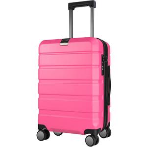 KROSER Hardside Expandable Carry On Luggage with Spinner Wheels & Built-in TSA Lock, Durable Suitcase Rolling Luggage with USB Port, Carry-On 20-Inch Magenta