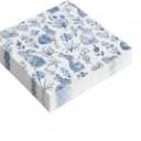 40 Pcs Blue & White Easter Paper Napkins with Bunny & Floral Design, Chinoiserie Spring Napkins for Decoupage, Easter Party, Wedding & Birthday Table Decor