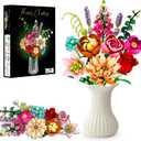 Flower Bouquet Building Kit, 762 PCS Eternal Flower Arrangement with Rose, Lily, Lavender & More, DIY Home Decor Set, for Christmas Day, Building Blocks for Adults & Kids Ages 6+