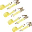4 Pack 2" x 30' Ratchet Straps Heavy Duty Tie Down Straps Ratchet with Double J Hooks, 6,613 lbs Break Strength, Longer Cargo Ratchet Straps for Moving, Truck, Trailers, Motorcycles (Yellow)