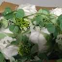 Dolicer 4Pcs 26Ft Artificial Eucalyptus Garlands with Flowers - 8 Roses, Faux Floral Greenery Garlands Fake Flowers Vines for Wedding Table Centerpieces Arch Party Ceremony Backdrop Decor (White)