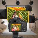 12x8ft India Pooja Photography Backdrop Yellow Flower Green Flower Wall Hindu Photography Background Indian Wedding Puja Ganpati Pooja Traditional Mehndi Festival for Kids Adult Studio Video