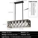 Farmhouse Dining Room Light Fixtures,Rustic Vintage Antique Linear Chandeliers for Dining Room,Kitchen Island,Bar,Office Coffee Shop,Oak White and black Adjustable Hanging Pendant Light 6-Lights