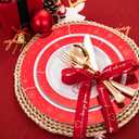 Rubtlamp 125Pcs Christmas Plastic Plates, Plastic Red Plates with Snow Christmas Tree, christmas Dinnerware Disposable Include 25 Party Red Dinner Platos,25 Fancy Salad plate,75 Gold Cutlery