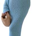 NRTHYE Women's Knit Off Shoulder Crochet Maxi Dress Sexy Mesh Long Sleeve Bodycon Vacation Party Dresses (Medium, 03blue)