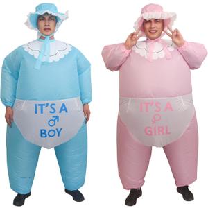 IRETG Inflatable Baby Costume for Adults Funny Blow Up Costume for Baby Shower Gender Reveal Party (Blue&Pink)