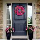 Bougainvillea Artificial Wreaths for Front Door Spring Summer Faux Silk Bougainvillea Wreath Fake Bougainvillea Flowers for Porch Wedding Home Wall Festival Indoor Outside Decor (Hot Pink)