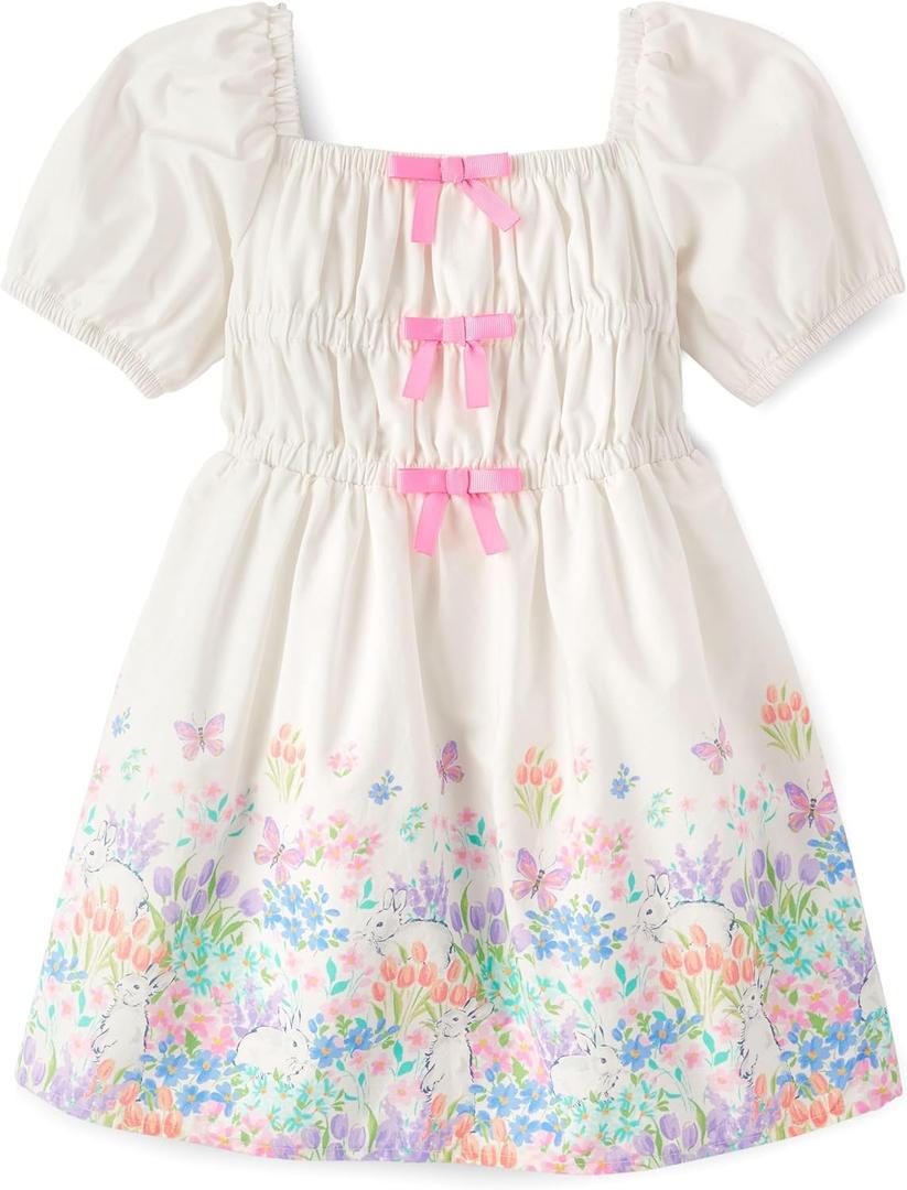 Gymboree Girls' and Toddler Short Sleeve Tiered Dresses (8, Spring Floral)