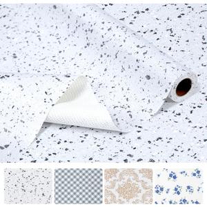 RAY STAR 18 Inch x 48 Inch Shelf Liner, Non Adhesive Marble White Cabinet Liner for Pantry Drawer Vanity, Strong Grip Non Slip Waterproof, Pretty Shelf Liners for Kitchen Cabinets (18"W x 48"L)