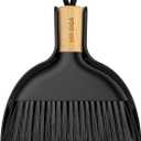 MR.SIGA Mini Dustpan and Brush Set, Portable Cleaning Brush and Dustpan Combo with Bamboo Handle, Black, 1 Set