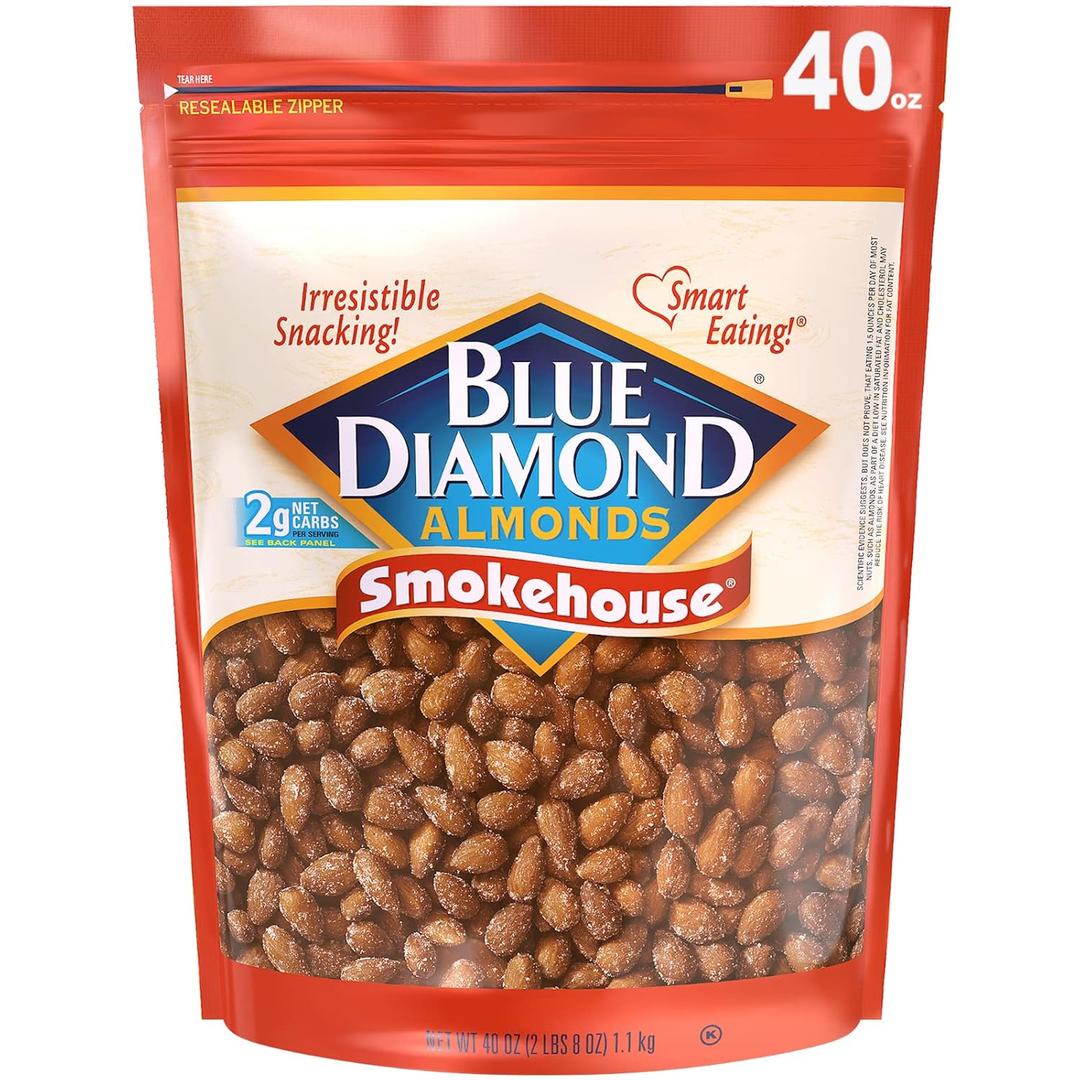 Blue Diamond Almonds Smokehouse Flavored Snack Nuts, 40 Oz Resealable Bag (Pack of 1) (EXP 07/19/26)