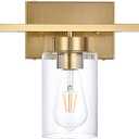 A1A9 3-Light Bathroom Vanity Light, Modern Brushed Gold Wall Lights with Clear Glass Shades, Bathroom Wall Sconce Lamp for Mirror Living Room Bedroom Hallway