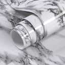 Glossy Black and White Marble Contact Paper 35 x 196 Inches Peel and Stick Wallpaper Vinyl Film Self Adhesive Removable Waterproof Wall Paper for Cabinet Countertop Kitchen Bathroom