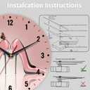 SPUNKER Clock for Bedroom,Pink High Heel Shoes Wall Clocks,Butterfly Battery Operated Wall Clock Silent Non-Ticking Decorative for Home Kitchen Bathroom Living Room Bedroom Office 10 Inch