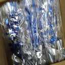 6 Pack Metallic Foil Spray Table Centerpiece Decoration Star Brust Glitter Table Topper Decor for Birthday Graduation Holiday Christmas New Year's Eve Celebration Party Supplies Blue Silver