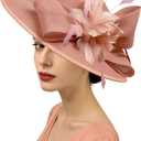 dressfan Vintage Fascinator Hats for Women,20s 50s Linen Flower Hat for Derby/Church/Wedding/Cocktail/Tea Party (Pink) M36