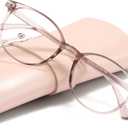 miyya Blue Light Blocking Glasses Women, Fashion Round Transparent Anti Blue Light Glasses with Anti Eyestrain & UV Glare (*Flesh Pink)